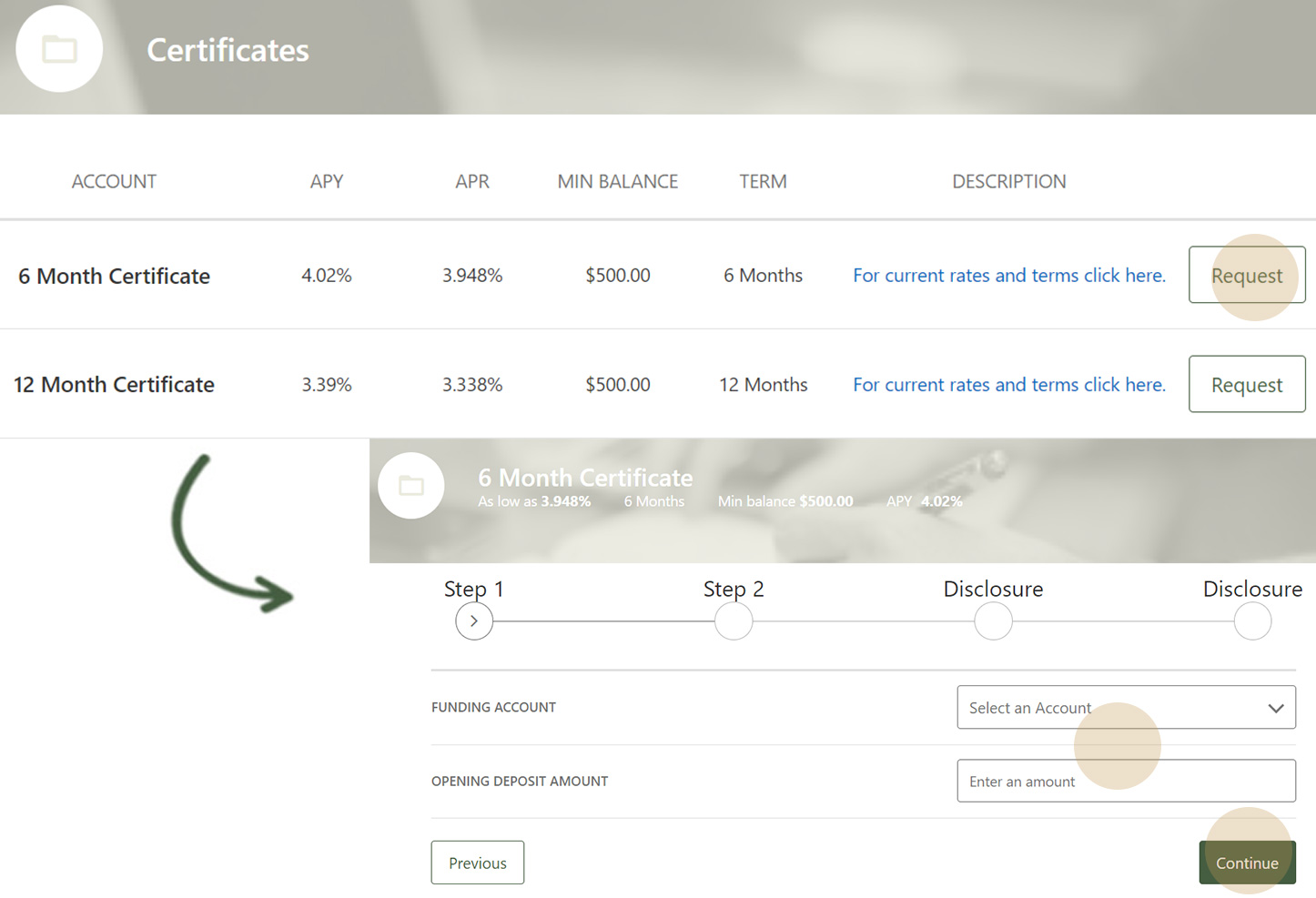 Screen capture showing how to complete the share certificate